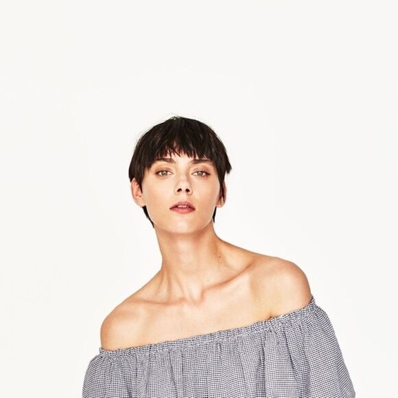 Zara EMBROIDERED GINGHAM  COTTON BLOUSE C15 - Picture 3 of 10